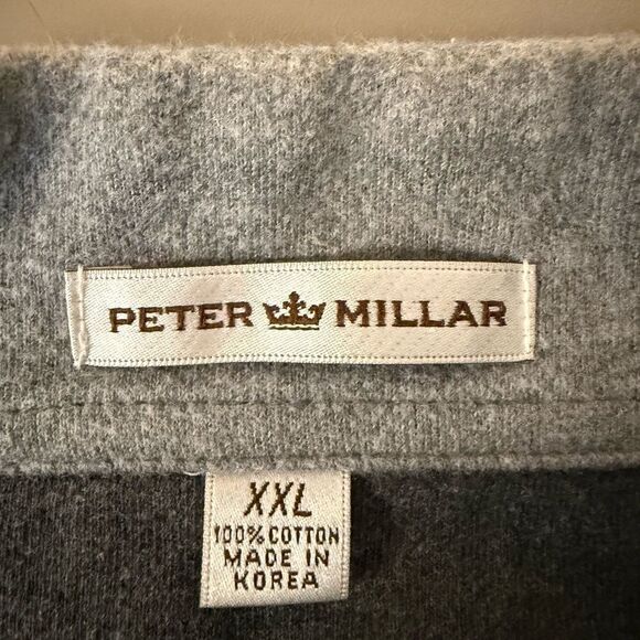 Peter Millar Autumn Crest Men’s  1/4 Zip Cotton Sweater in Charcoal. Size XXL. - Picture 5 of 6